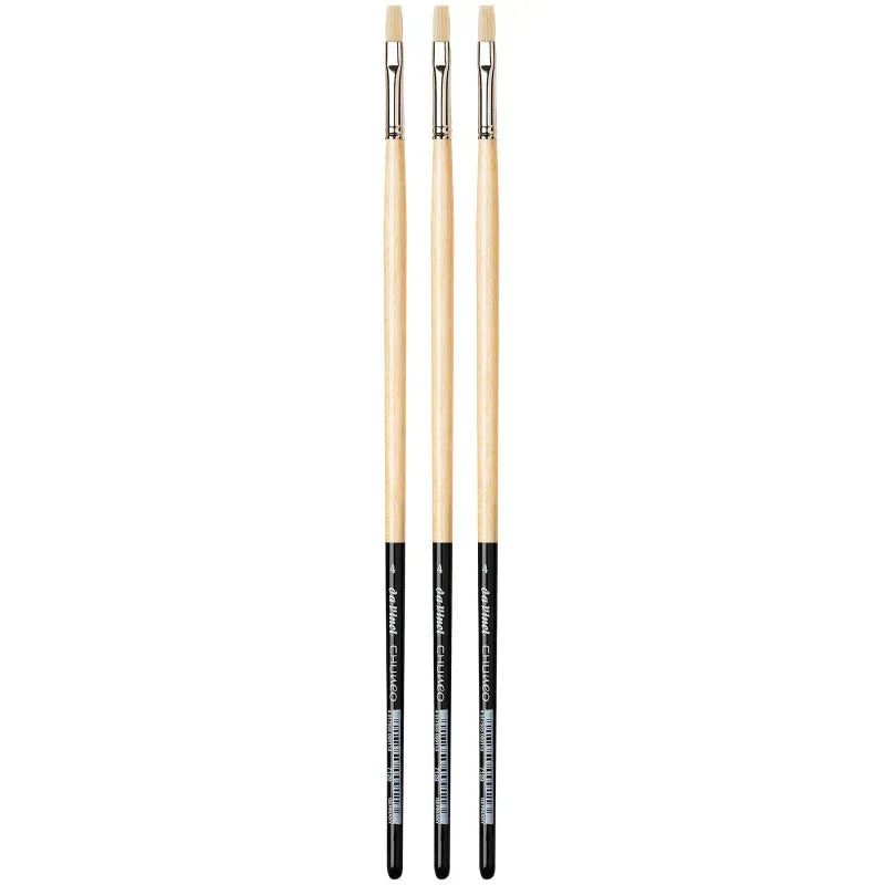CHUNEO Synthetic Hog Bristle, Oil, Flat, Series 7129, Size 4, Pack of 3