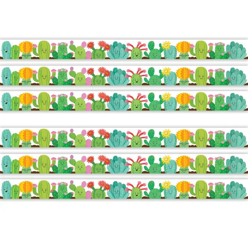 Happy Cactus Crew Die-Cut Border Trim, 35 Feet Per Pack, 6 Packs