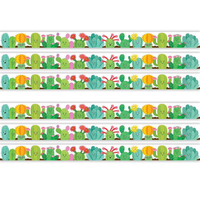 Happy Cactus Crew Die-Cut Border Trim, 35 Feet Per Pack, 6 Packs