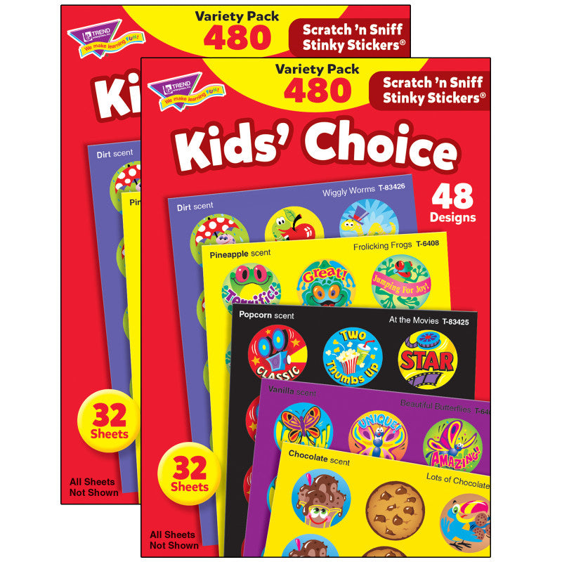 Kids' Choice Stinky Stickers&reg; Variety Pack, 480 Per Pack, 2 Packs