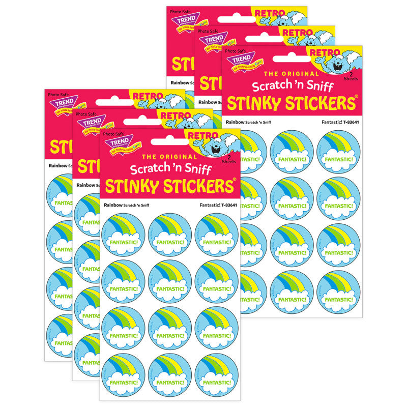 Fantastic!/Rainbow scent Retro Scratch 'n Sniff Stinky StickersÂ®, 24 Per Pack, 6 Packs