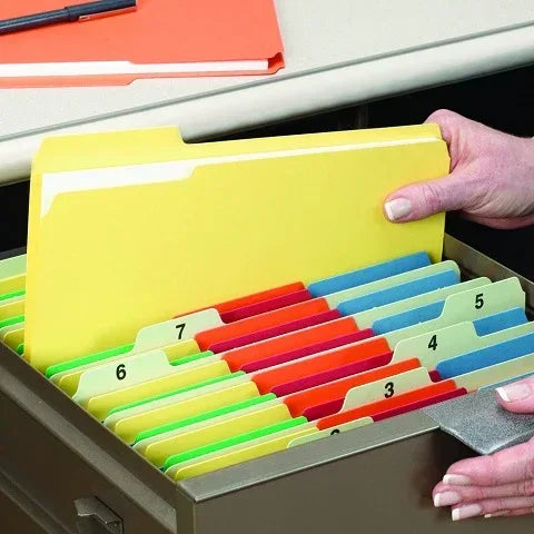 File Folder, 1/3-Cut Tab, Letter Size, Assorted Colors, 100 per Box