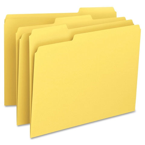 File Folder, 1/3-Cut Tab, Letter Size, Canary , 100 per Box