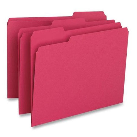 File Folder, 1/3-Cut Tab, Letter Size, Cherry ,100 per Box