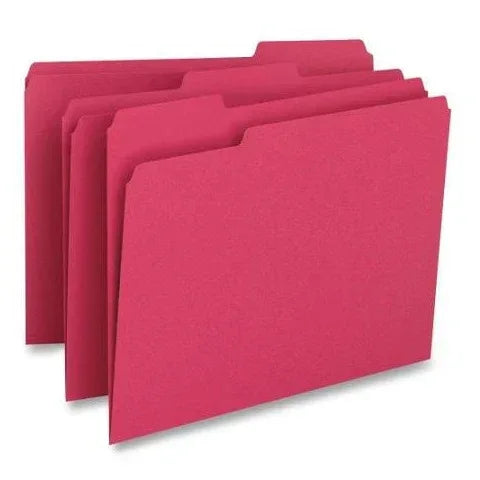 File Folder, 1/3-Cut Tab, Legal Size, Cherry ,100 per Box