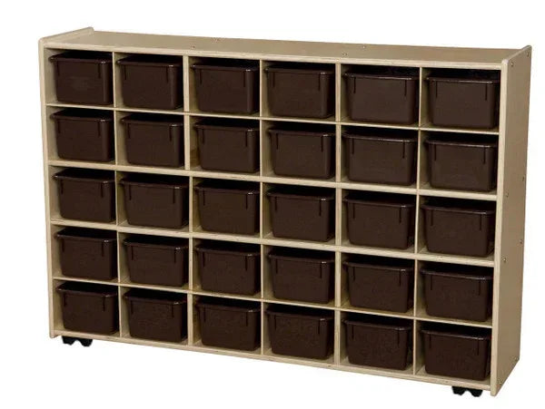 Contender Mobile 30 Tray Storage with Brown Trays - Assembled with Casters