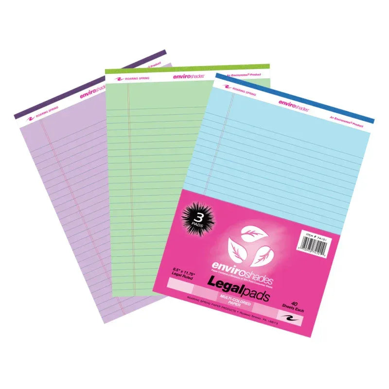 Enviroshades Legal Pad, Standard, Assorted 3-Pack (Orchid, Blue, and Green)
