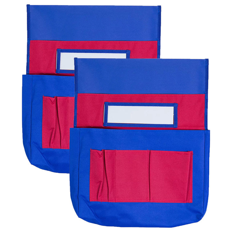 Chairback Buddy&trade; Pocket Chart, Blue/Red, Pack of 2