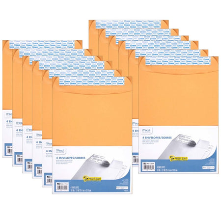 Press-It Seal-It&reg; Envelopes, 10" x 13", 4 Per Box, 12 Boxes