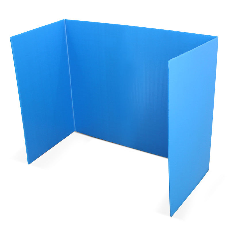 Blue Premium Corrugated Plastic Study Carrel, Pack of 12