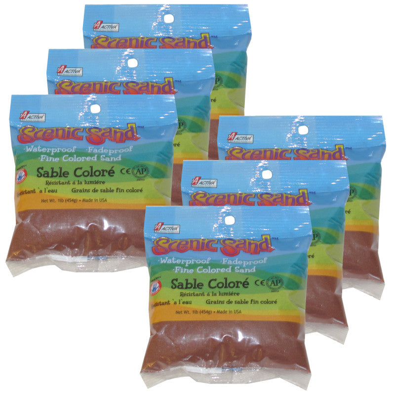 Scenic Sandâ¢ Craft Colored Sand, Dark Brown, 1 lb (454 g) Bag, Pack of 6