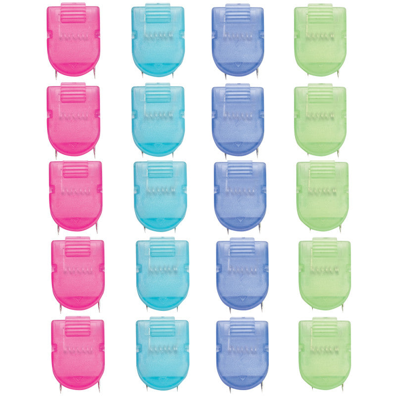 Wall Clips For Fabric Panels, Cool Colors, 40 Sheet Capacity, Pack of 20