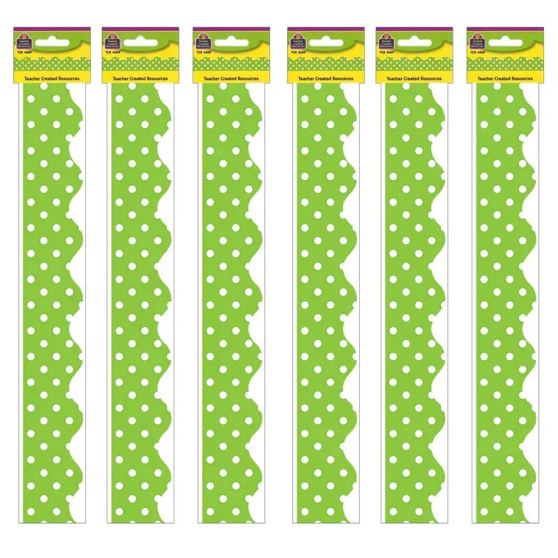 Lime Mini Polka Dots Border Trim, 35 Feet Per Pack, 6 Packs