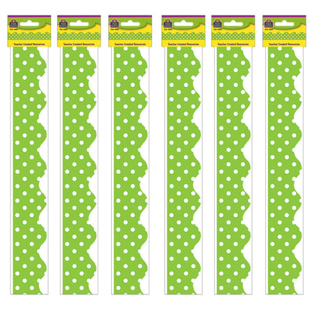 Lime Mini Polka Dots Border Trim, 35 Feet Per Pack, 6 Packs