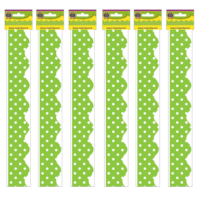 Lime Mini Polka Dots Border Trim, 35 Feet Per Pack, 6 Packs