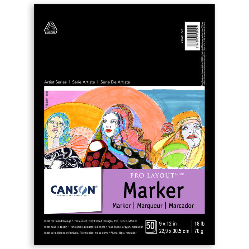 Artist Series Pro Layout Marker Pad, Foldover Binding, 50 Sheet, 9x12 inch, 1 Count
