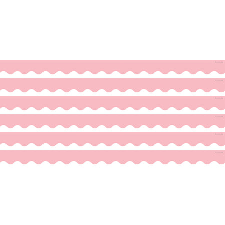Pastel Pink Scalloped Border Trim, 35 Feet Per Pack, 6 Packs