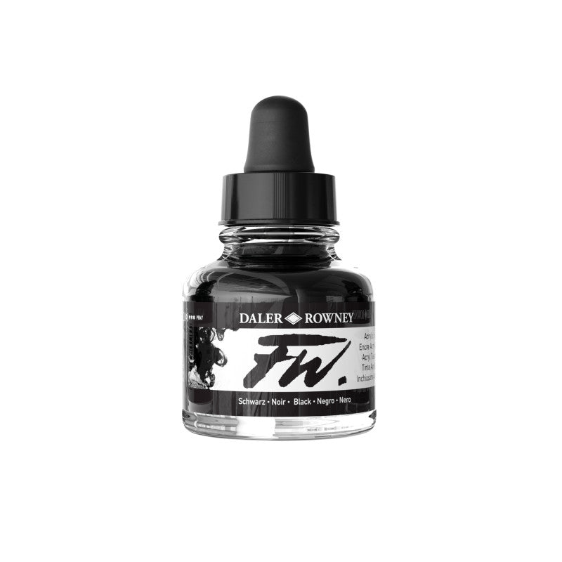 FW Acrylic Ink, Black, 29.5ml, 1 Count
