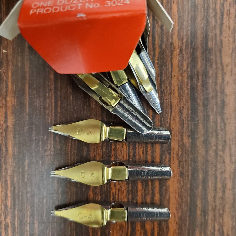 Hunt Speedball Lettering Pens Box of 12 C-4 Pen Ink Nibs #3024