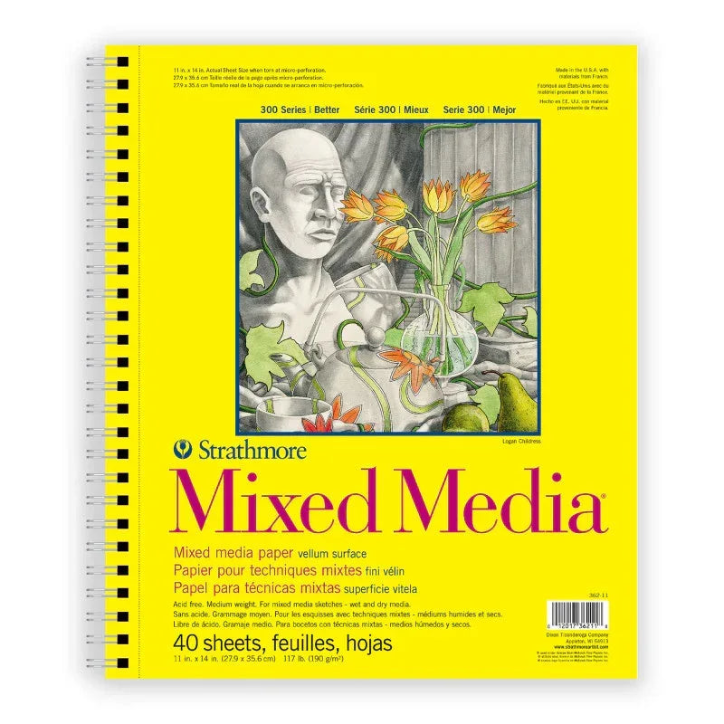 300 Series Mixed Media Pad, Side Wire Binding, 40 Sheet, 11x14 inch, 1 Count