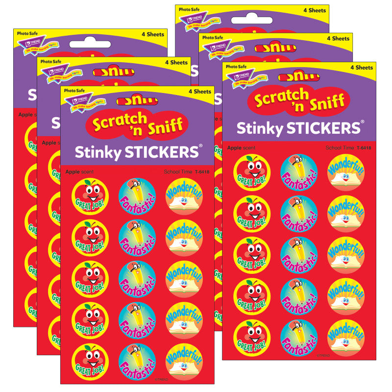 School Time/Apple Stinky Stickers&reg;, 60 Per Pack, 6 Packs