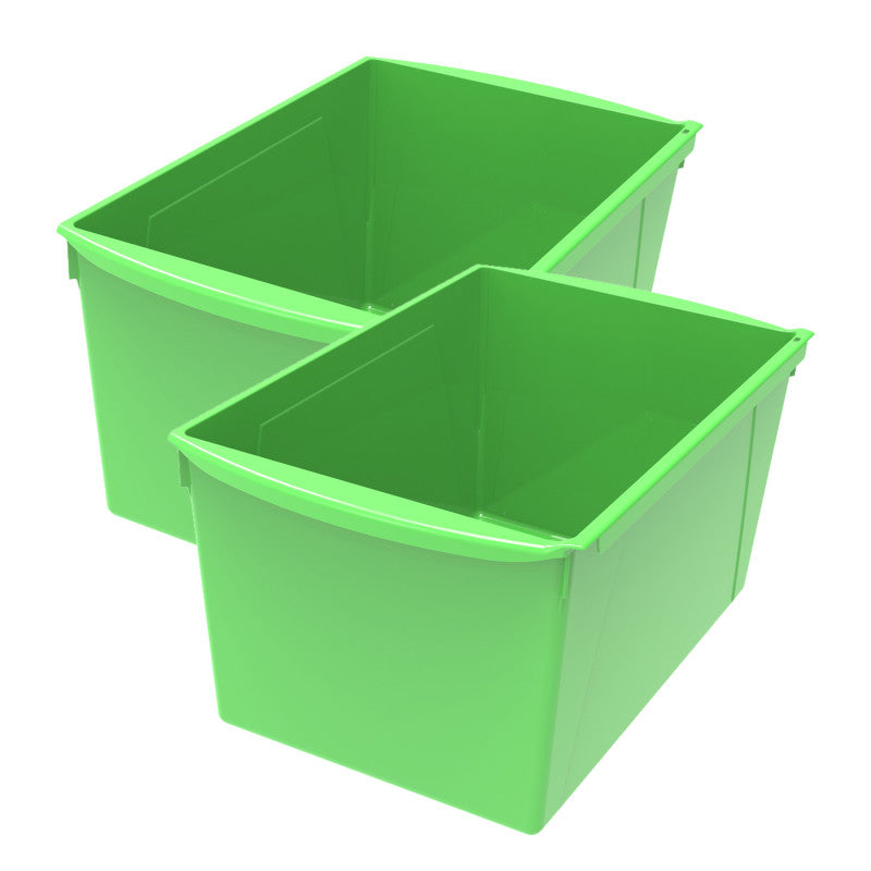 Wide Book Bin, 14.5" x 9.2" x 7", Green, Classroom Storage Organizer, Set of 2