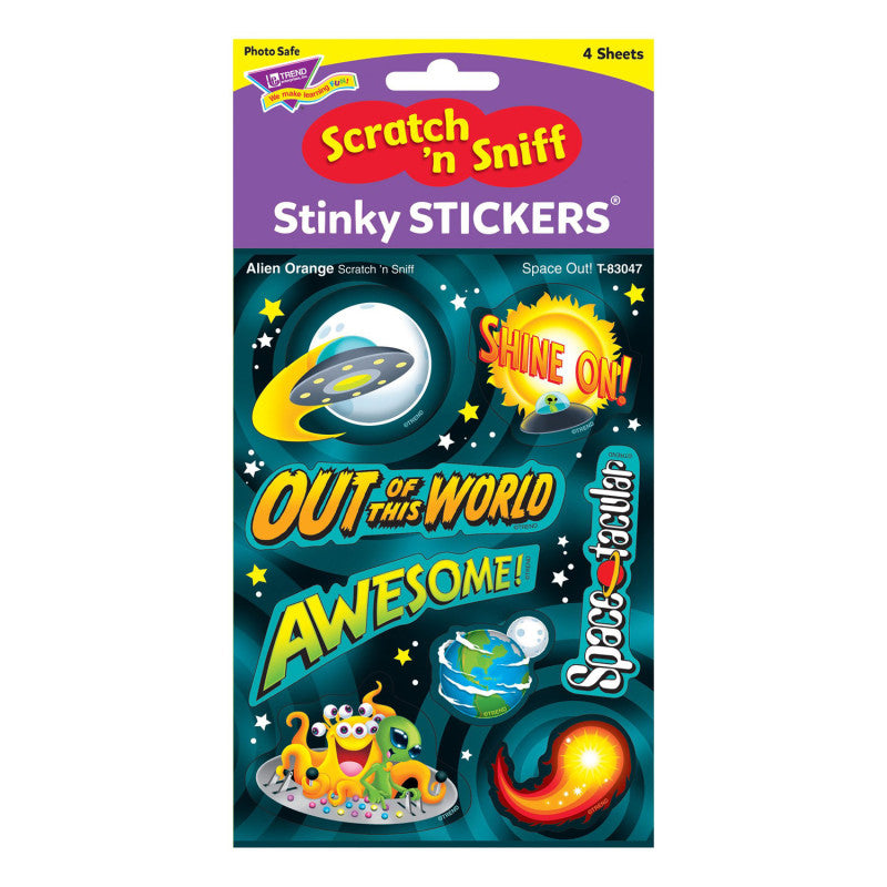 Space Out!/Alien Orange Mixed Shapes Stinky Stickers&reg;, 32 ct.