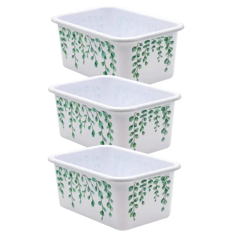 Eucalyptus Small Plastic Storage Bin, Pack of 3