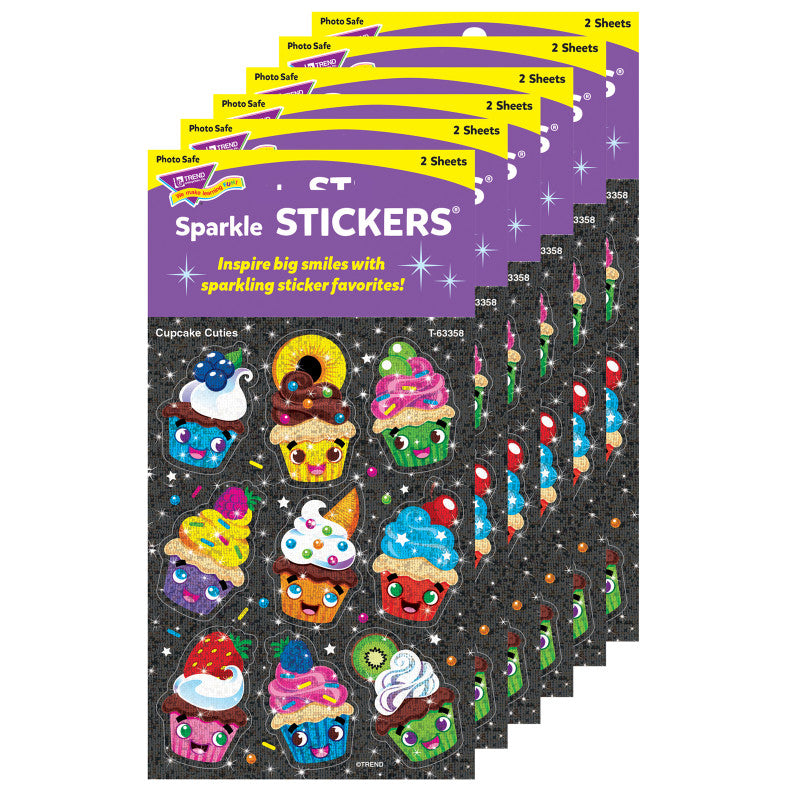 Cupcake Cuties Sparkle Stickers&reg;, 18 Per Pack, 6 Packs