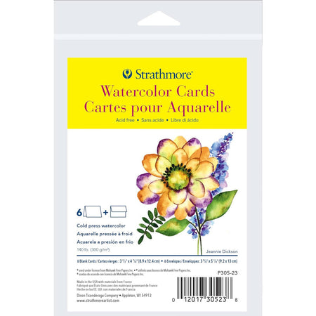 300 Series Watercolor Cards & Envelopes, Anniversary Size, 3.5x4.875 inch, 6 Pack