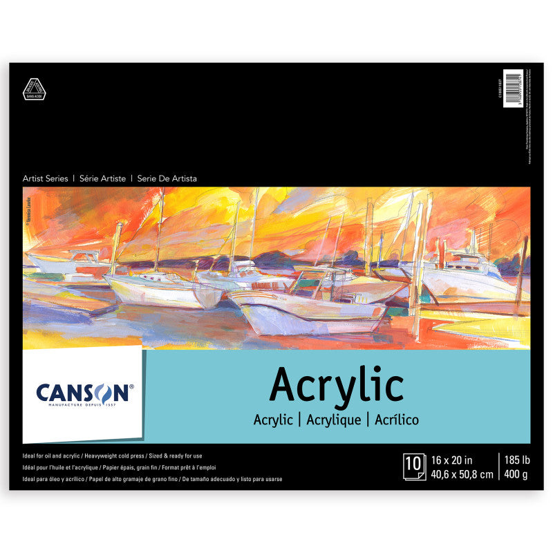 Artist Series Acrylic Pad, Foldover Binding, 10 Sheet, 16x20 inch, 1 Count