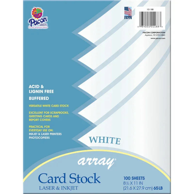 Card Stock, Classic White, 8-1/2" x 11", 100 Sheets, DIXP101188
