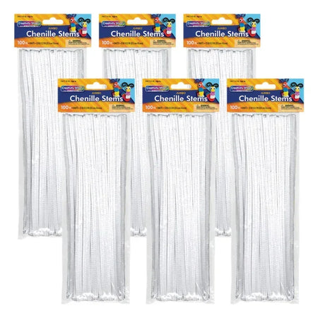 Jumbo Stems, White, 12" x 6 mm, 100 Per Pack, 6 Packs