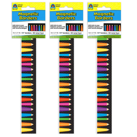 Magnetic Borders, Colored Pencils, 24 Feet Per Pack, 3 Packs