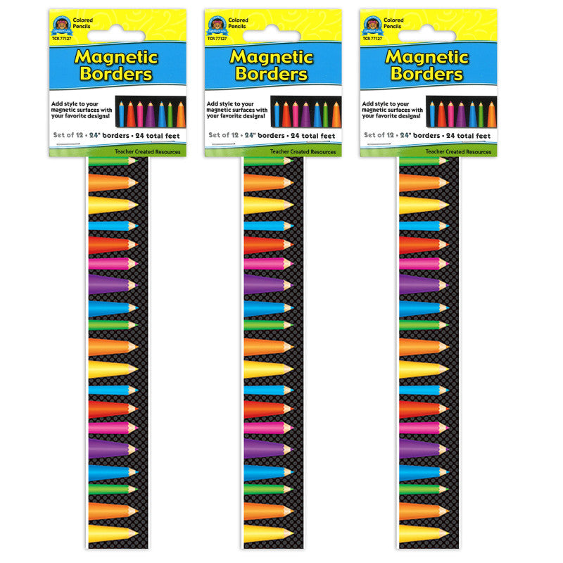 Magnetic Borders, Colored Pencils, 24 Feet Per Pack, 3 Packs