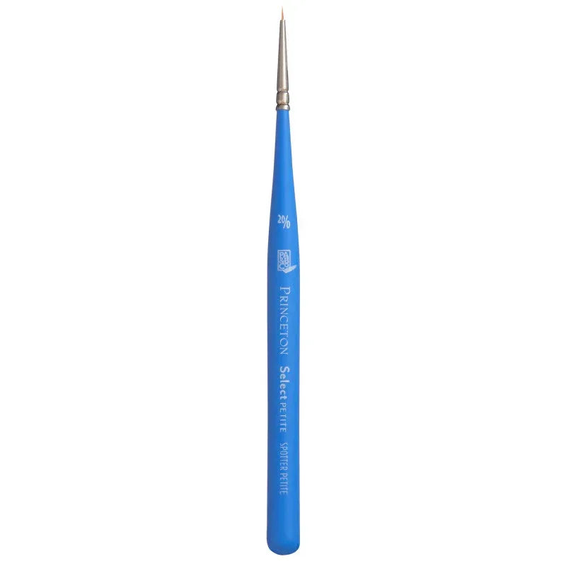 Select Artiste Mini Spotter Brush, Synthetic Bristles, Short Handle Mixed Media Paintbrush, Jewel Blue, Size 20/0, 1 Count