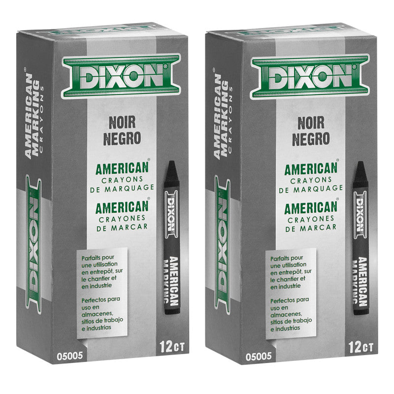 Professional Marking Crayons, Black, Dozen, 2 Packs