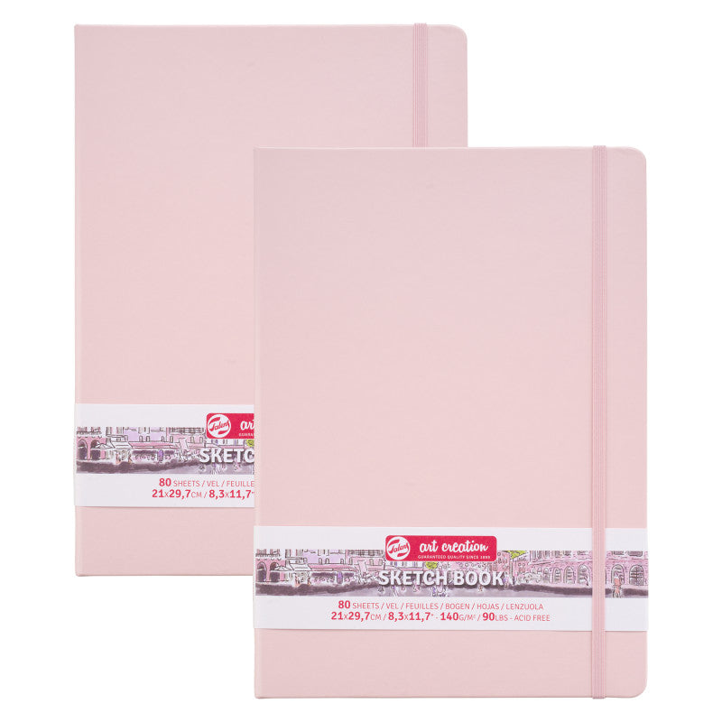 Sketchbook, 80 Sheets, 90lbs, Pastel Pink Cover, 8.3" x 11.7" (A4), Pack of 2