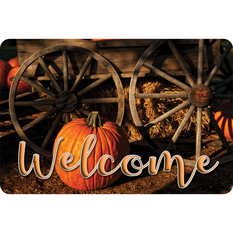 The Original Fun Mat&trade;, Welcome Mat, 15.5" x 23.5", Pumpkin Wagon Welcome