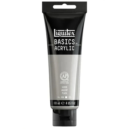 BASICS Acrylic Paint, 118 mL Tube, Silver