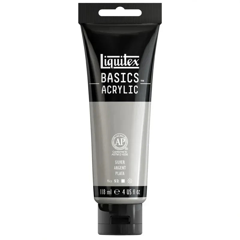 BASICS Acrylic Paint, 118 mL Tube, Silver