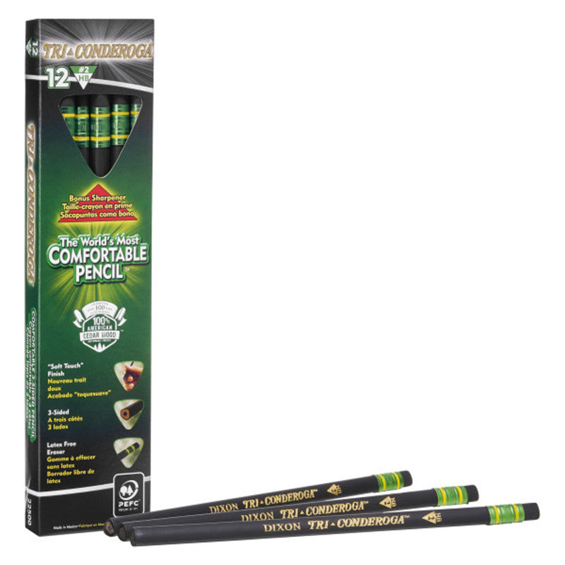 Tri-Conderoga&trade; 3-Sided Pencils with Sharpener, Pack of 12