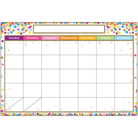 Smart Poly&trade; Chart, 13" x 19", Confetti Calendar