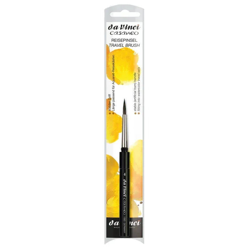 CASANEO Travel Pocket Brush, Extra Soft Synthetic, Watercolor, Round, Series 1593TP, Size 4