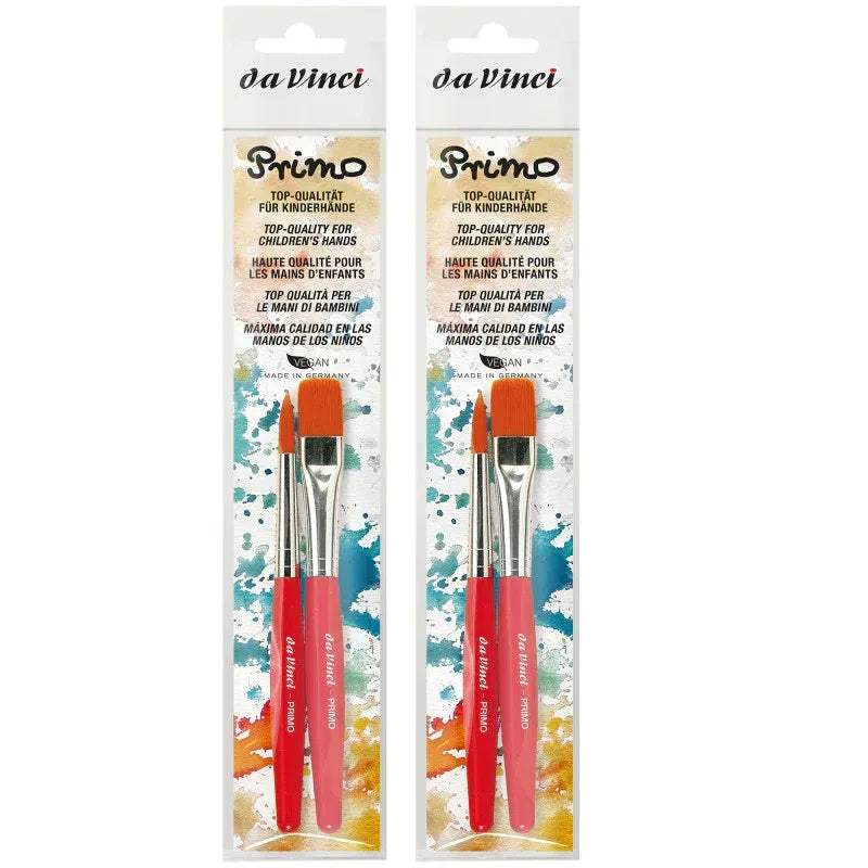PRIMO Preschool Brushes, Synthetics, Tempera, Red Handles, Assorted Sizes, 2 Per Set, 2 Sets