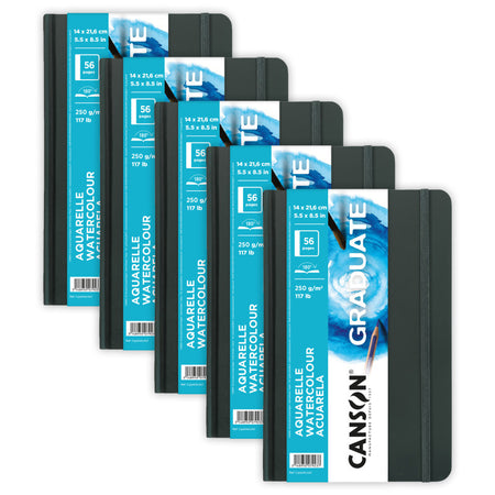 Graduate Watercolor Art Book, Hard Cover Binding, 28 Sheet, 5.5x8.5 inch, Pack of 5