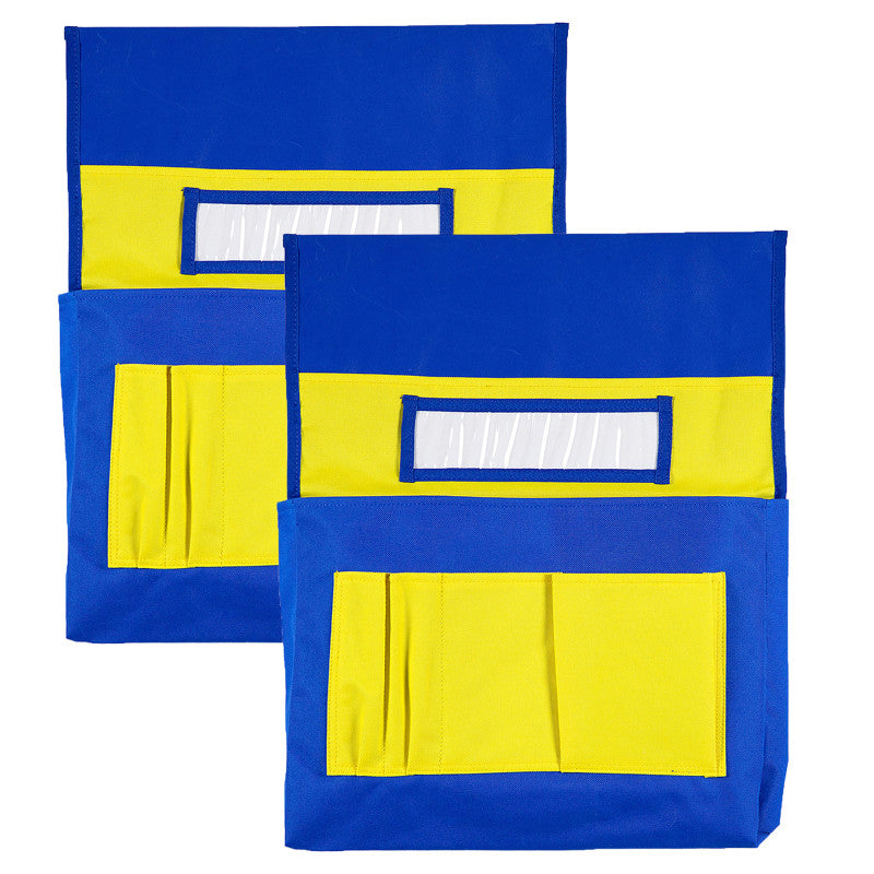 Chairback Buddy&trade; Pocket Chart, Blue/Yellow, Pack of 2