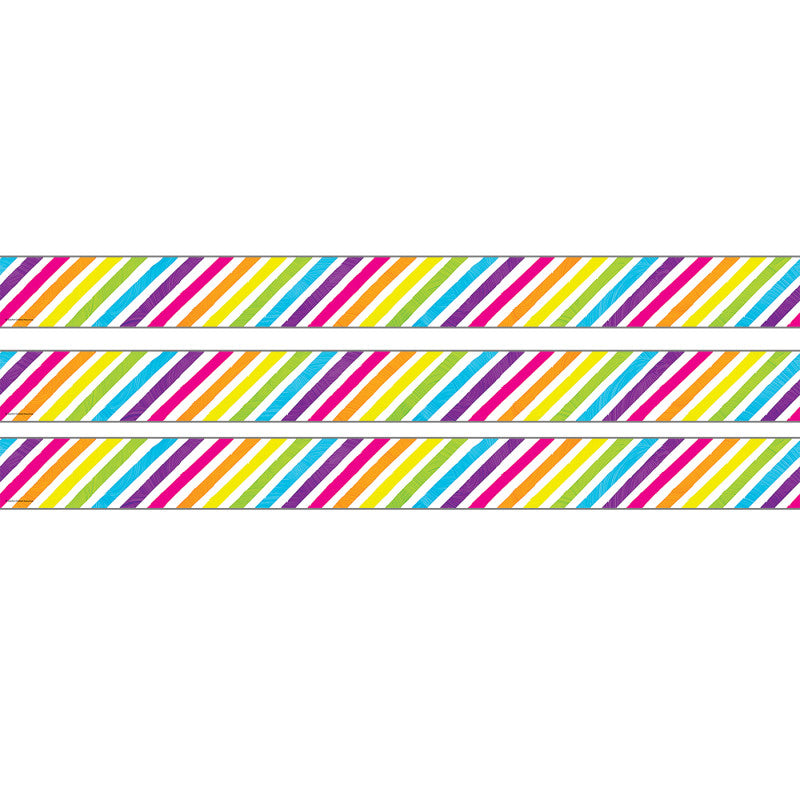 Brights 4Ever Stripes Straight Rolled Border Trim, 50 Feet, 3 Rolls