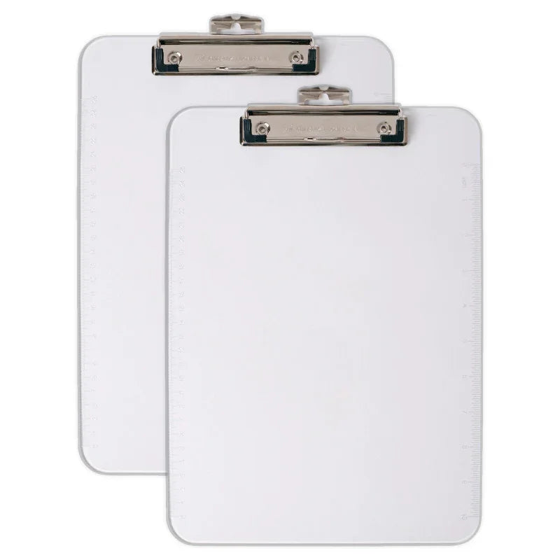 Plastic Clipboard, Letter Size, Clear, Pack of 2