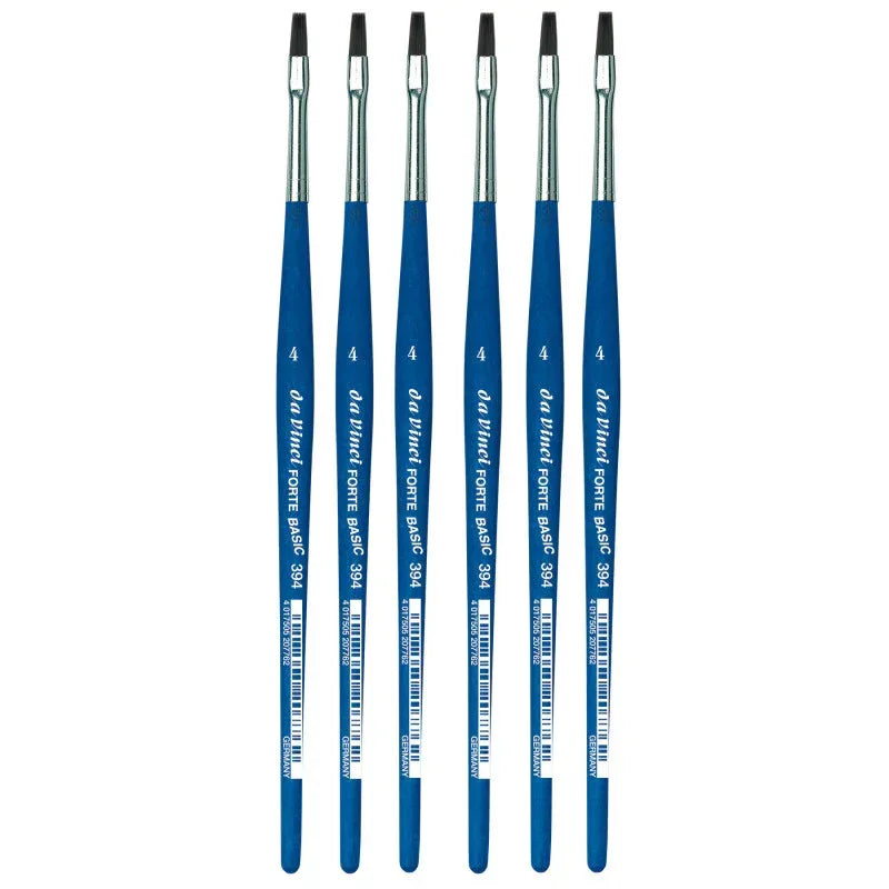FORTE BASIC Student Brush, Synthetic, Acrylic, Flat, Series 394, Size 4, Pack of 6